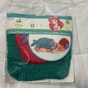 Disney Baby Princess Bib and Cap Set - Red and Teal